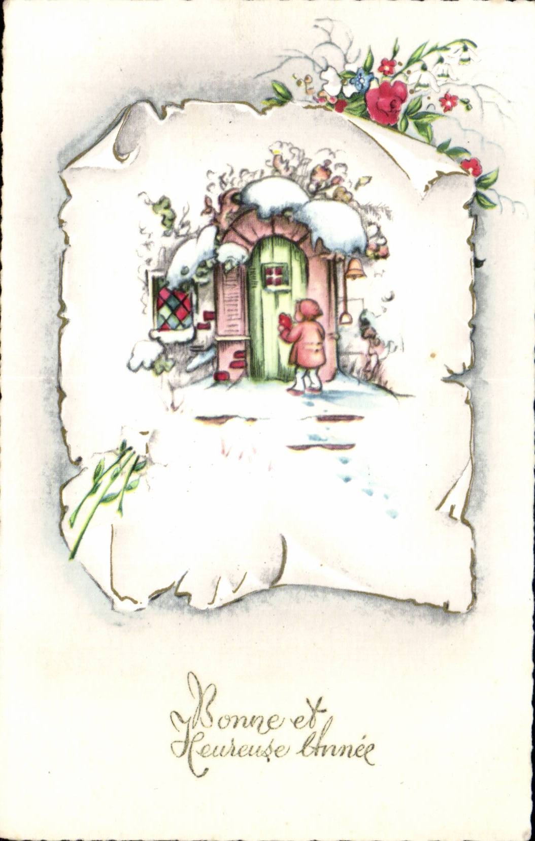 Fetes - Bonne Annee - enfant - child in winter - CPA 