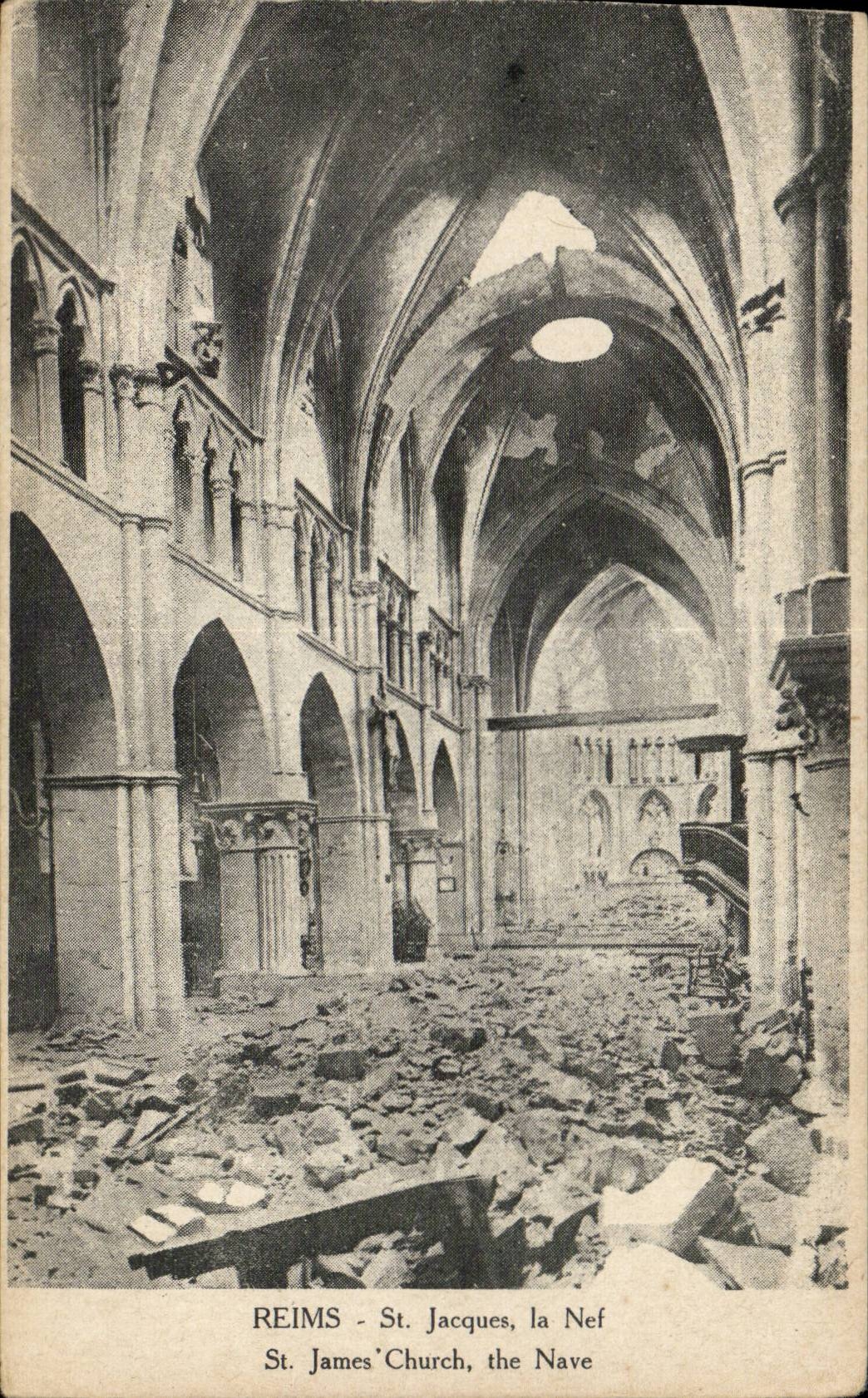 Reims - St Jacques - Le Nef - en Ruines - CPA 
