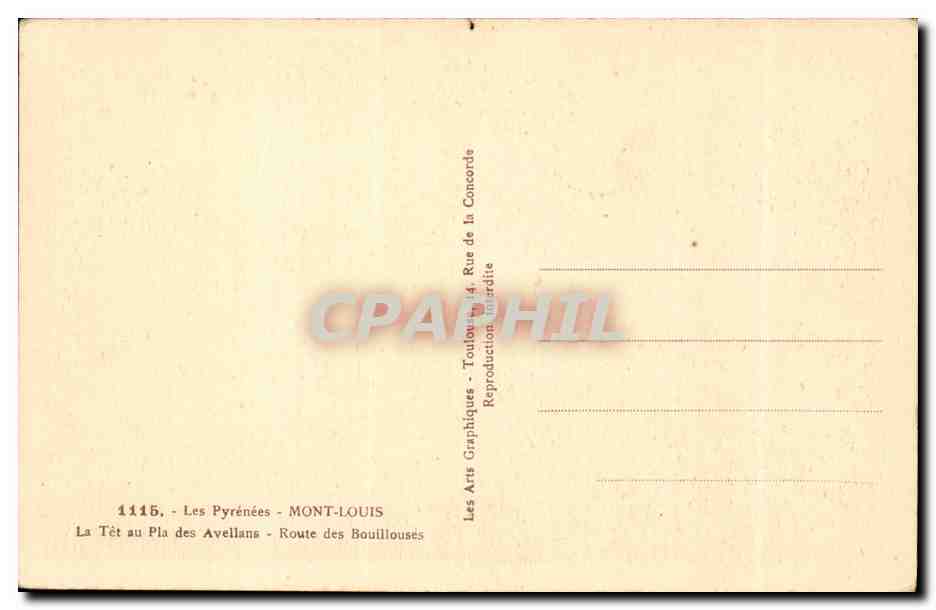 Mont Louis - La Tete au Pla des Avellans - CPA  — Rückseite