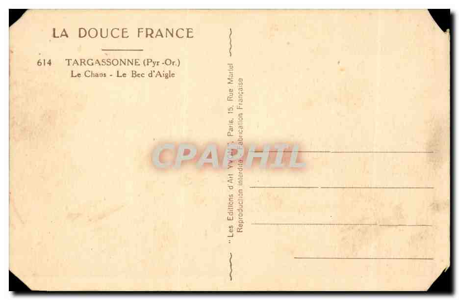 Targassonne - Le Chaos - Le Bee d'Aigle - CPA  — Verso