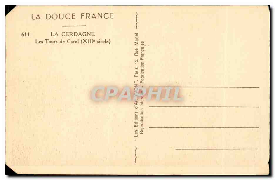La Cerdagne - Les Tours de Carol - CPA  — Rückseite