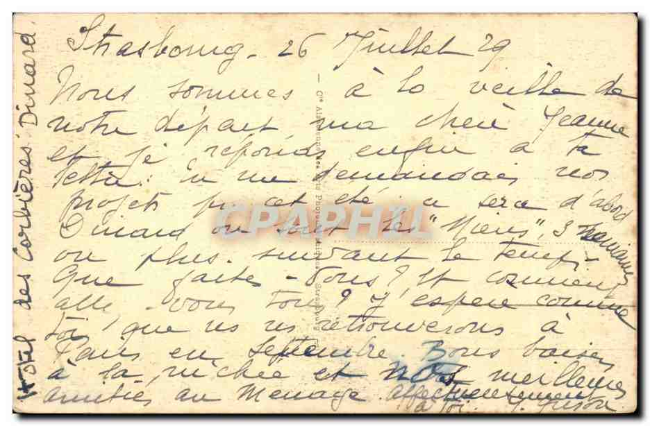 Folklore - Cstumes -Maison Alsacienne - Interieur - Strasbourg - Juillet 1929 e beautifu card - CPA  — Rückseite