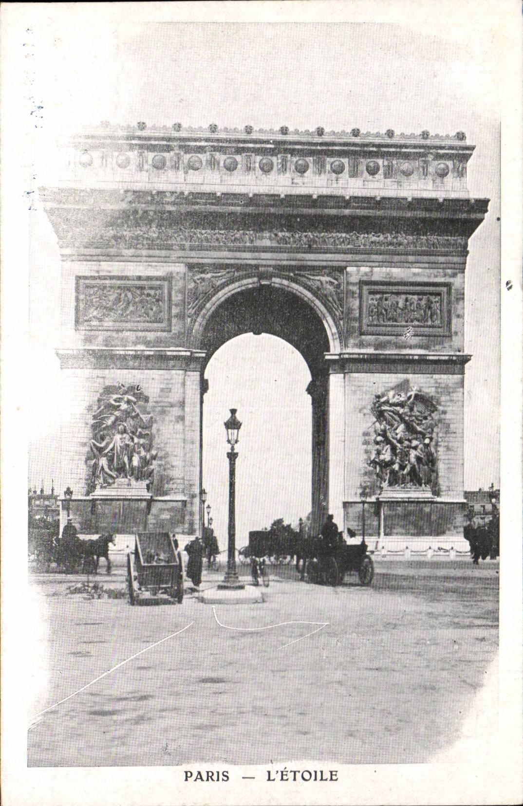 Paris - 8 - L'Etoile - L'Arc de Triomphe CPA ( publicite A la botte parisienne Rue vavin )
