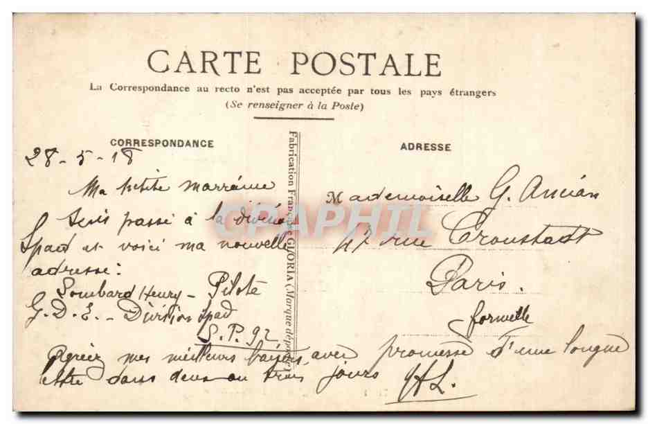 Paris - 8 - La Madeleine CPA  — Verso