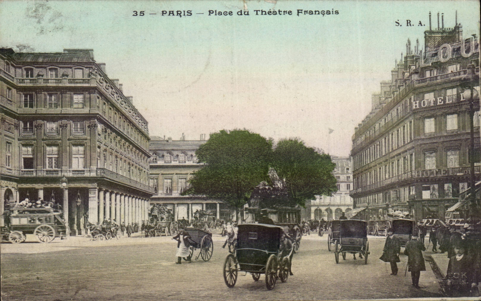 Paris - 1 - Place du Theatre Francais - caleche - CPA 