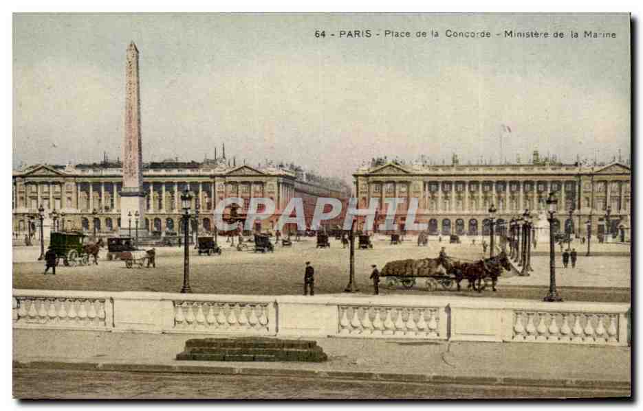 Paris - 8 - Place de la Concorde - Ministere de la Marine - cheval - horse - CPA 