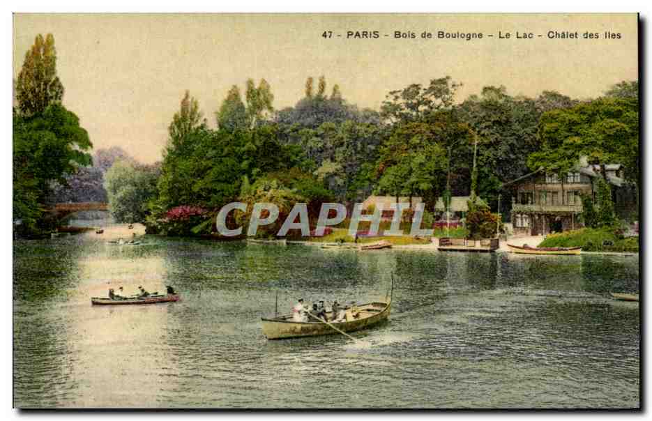 Paris - 16 - Bois de Boulogne - Le Lac - Chalet des Ikes - bateau - boat - CPA 