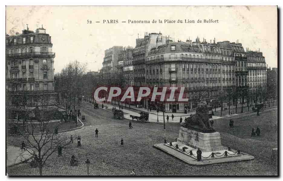 Paris - 14 - Panorama de la Place du Lion de Belfort - CPA 