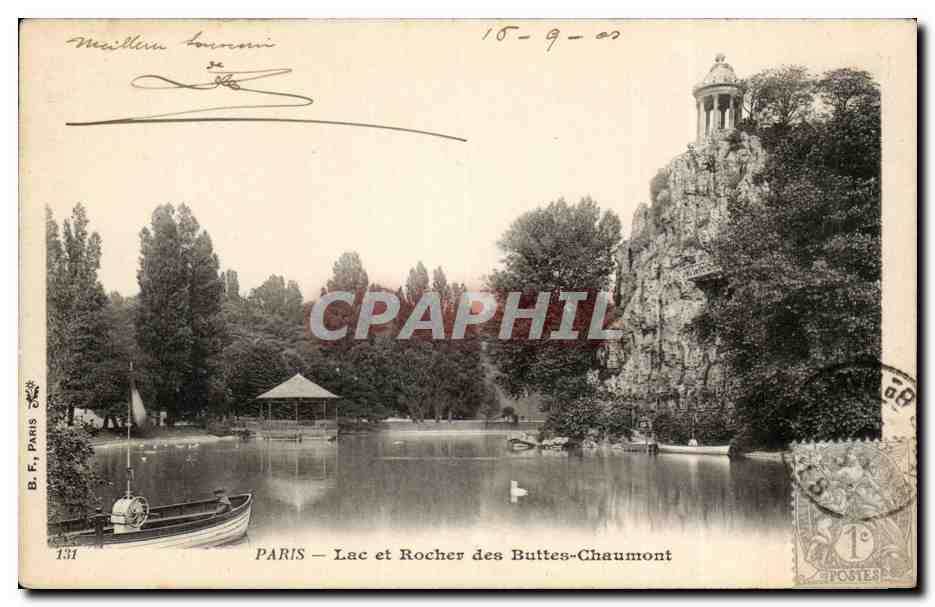 Paris - 19 - Lac et Rocher des Buttes Chaumont - CPA 