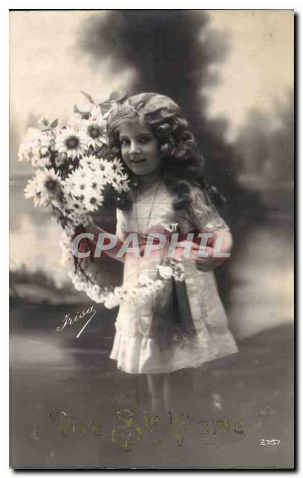 Fantaisie - Enfant - Little girl with happy daisies - - CPA 