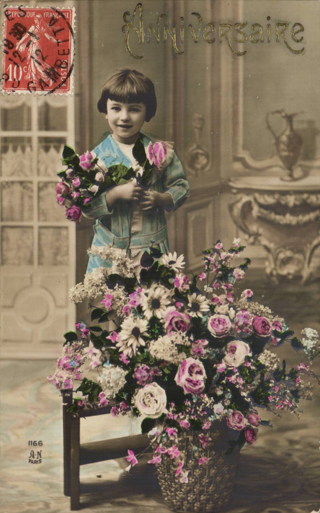Fantaisie - Enfant - Cute little girl with bobbed hair - CPA 