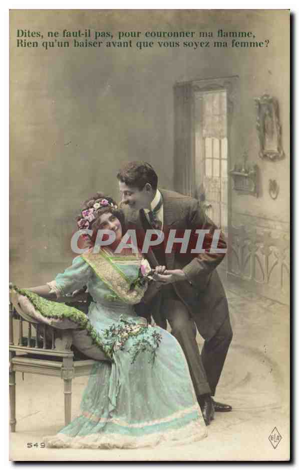 Fantaisie - Couple - Romance in the air - CPA 