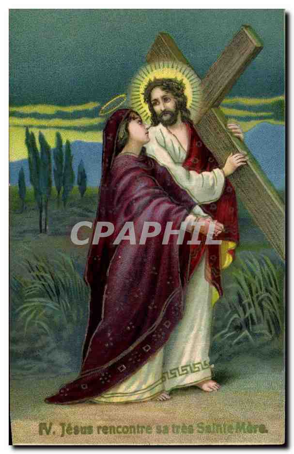 Religion - Jesus rencontre sa tres saint Mere - CPA 
