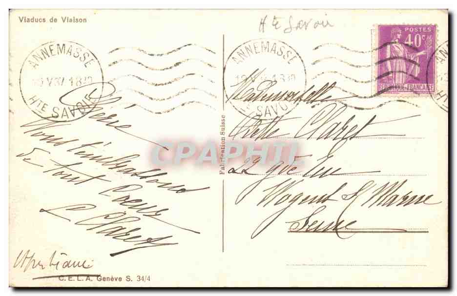 Arts - Tableaux - Viaduc de Vlaison - CPA  — Verso