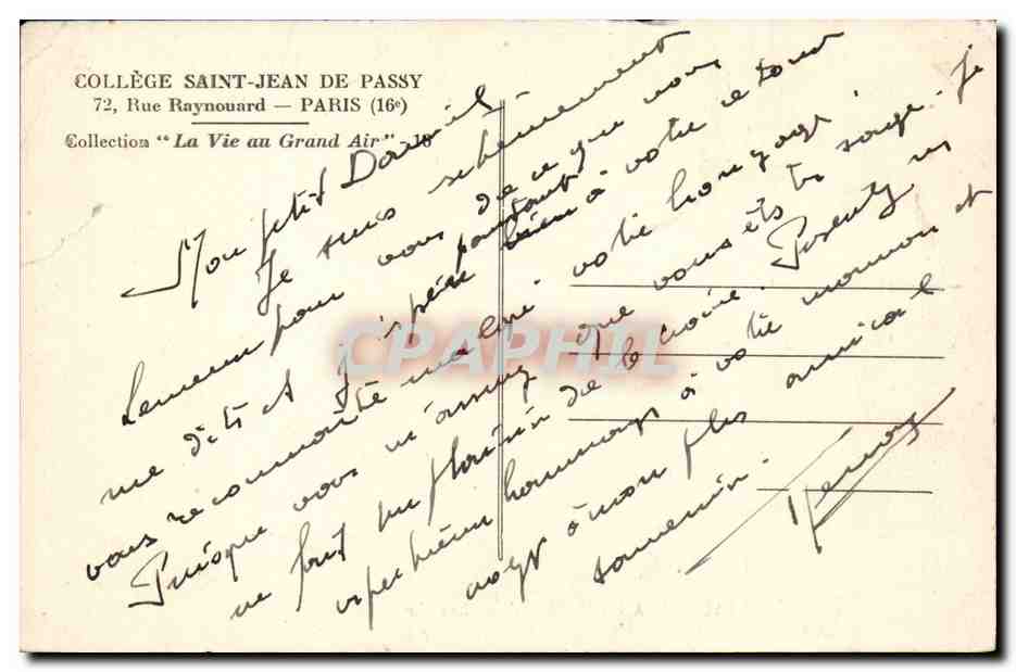 Passy - College Saint Jean de Passy - Les Terrains de Jeux de Bagatelle - CPA  — Rückseite