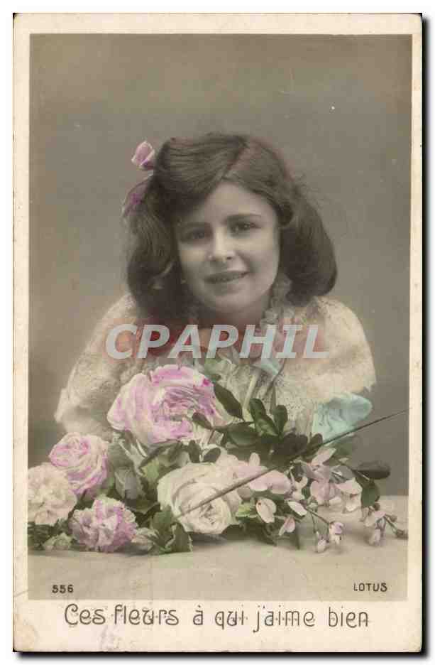 Fantaisie - Enfant - Ces fleurs qui j'aime bien - CPA 