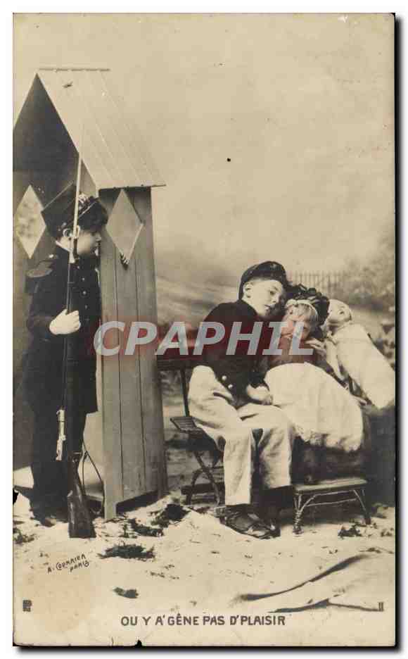 Fantaisie - Enfants - Militaria - Humour - CPA 