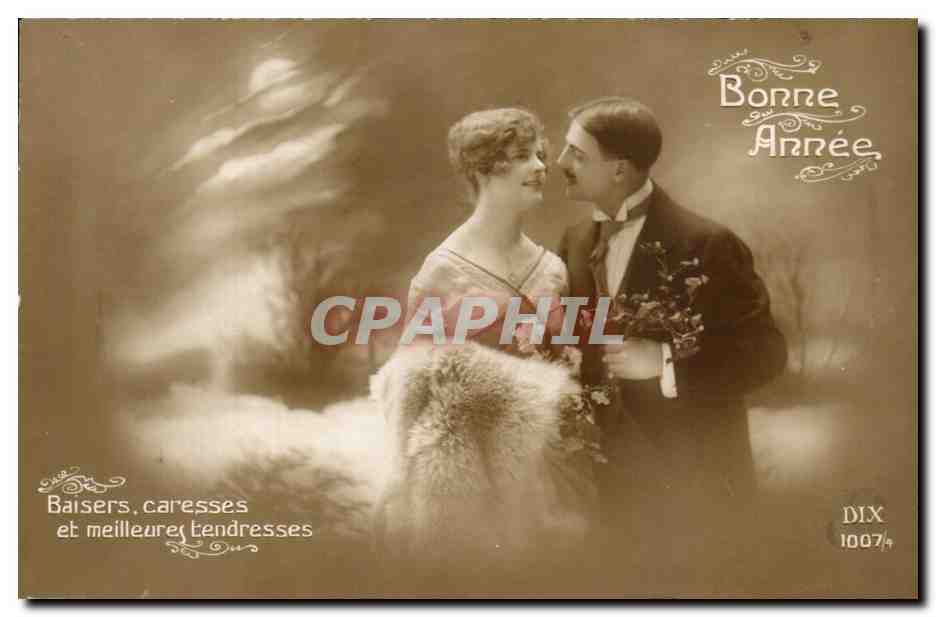 Fantaisie - Couple - Bonne Annee - Romance in the air - CPA 