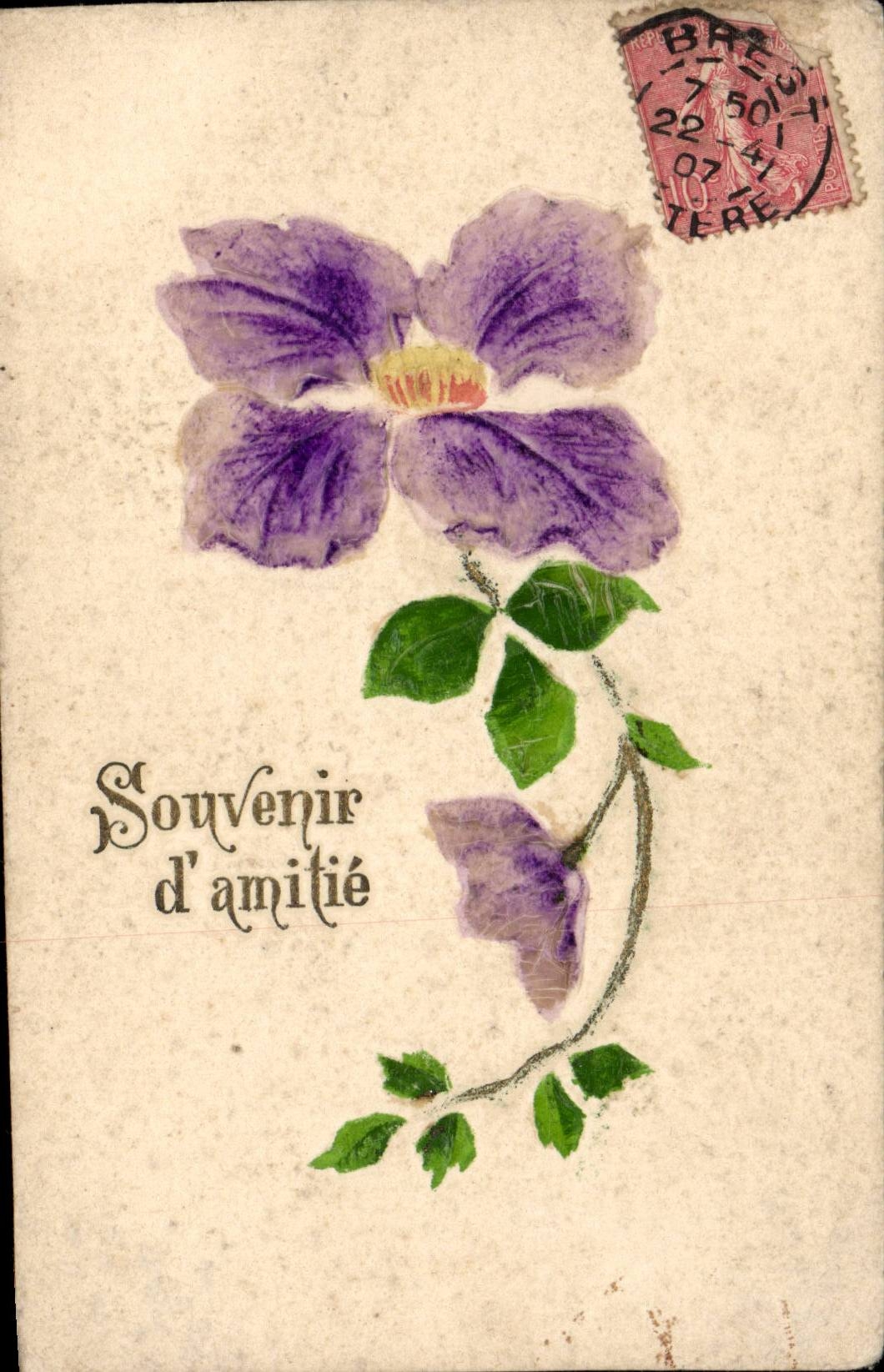 Fleur violette — Souvenir d'amitié — éditeur inconnu