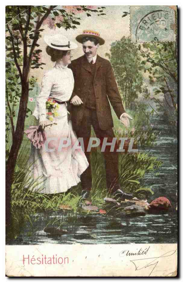 Fantaisie - Couple take a romantic walk CPA 
