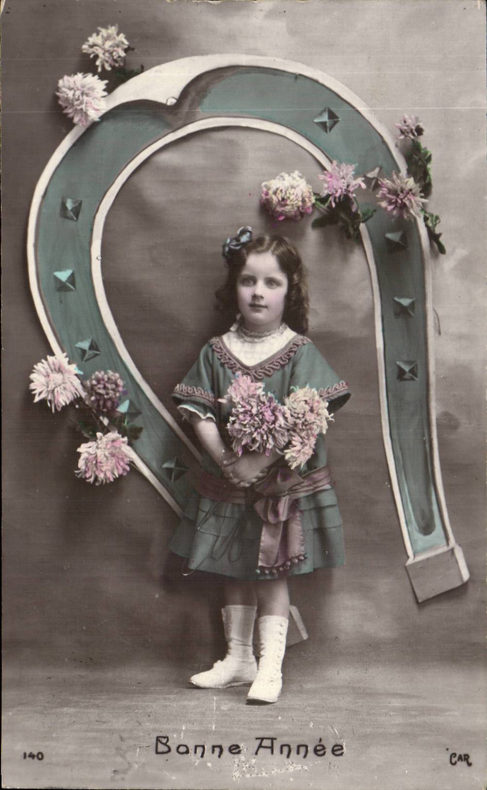 Fantaisie - Enfants - Bonne Anne - Cheval a fer - horseshoe - CPA 