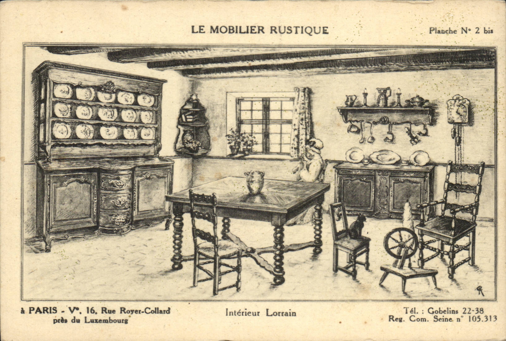 Paris - 5 - pres du Luxembourg - Moblier Rustoique - Interieur Lorraine - Tel: Gobelins 22 38 CPA 