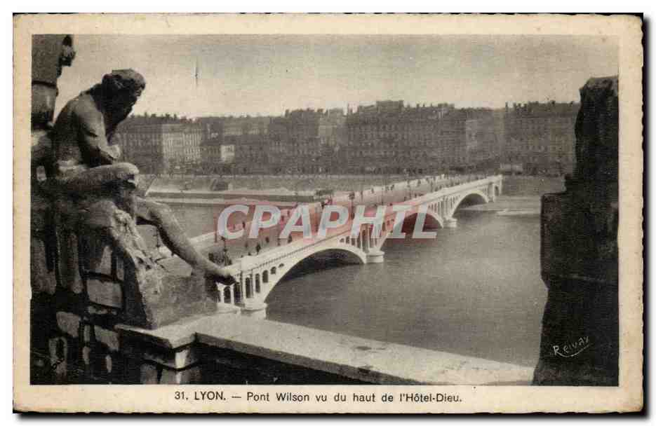 Lyon - Pont Wilson - Vu du haut de l'Hotel de Ville CPA 