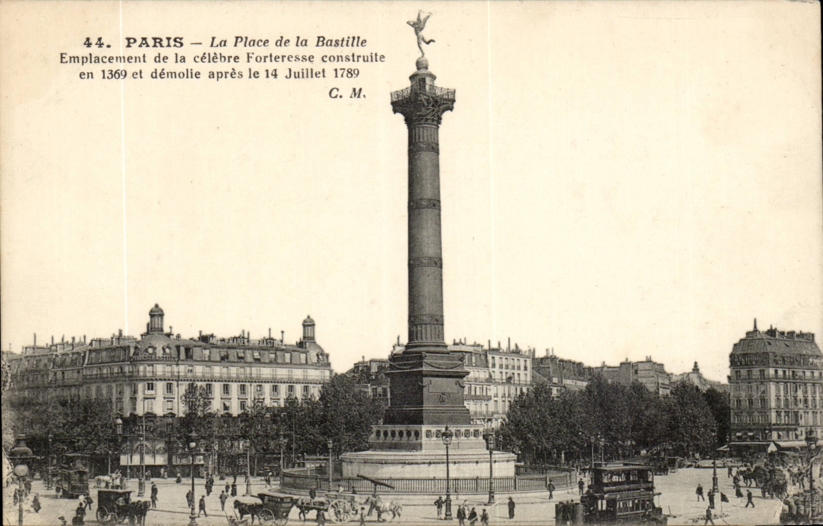 Paris - 11 - La Place de la Bastille CPA 