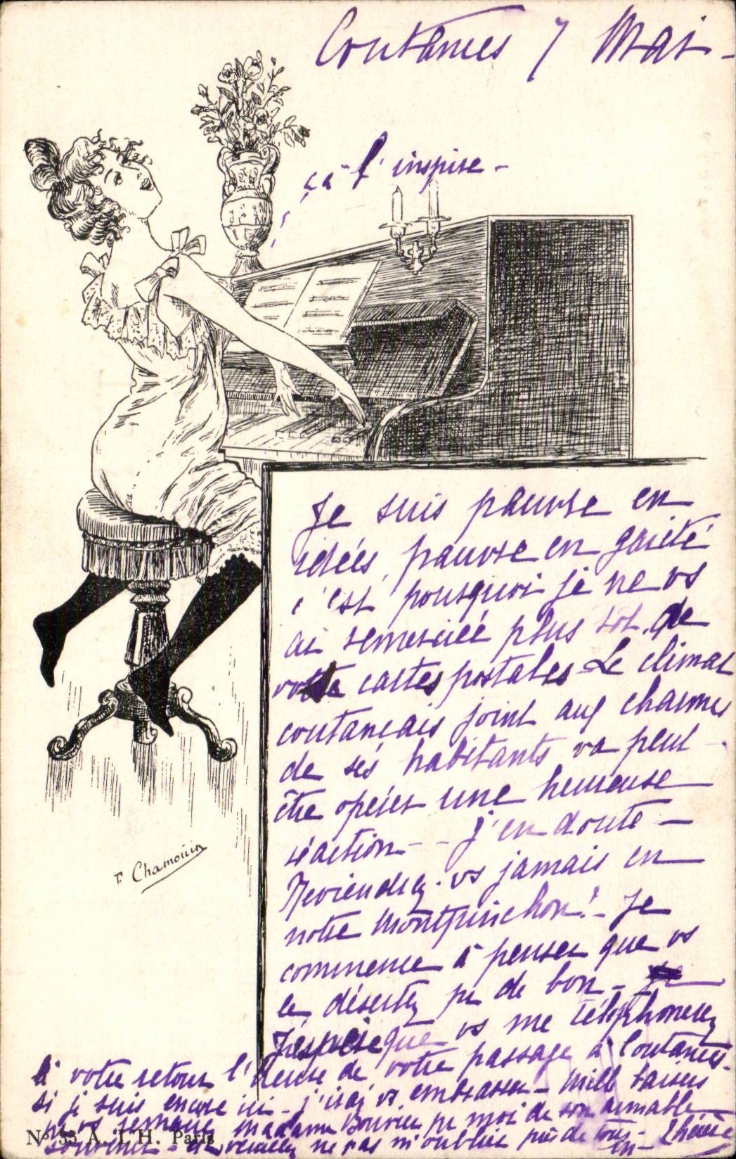 Femme au piano — illustration — A. L'H. Paris, n° X