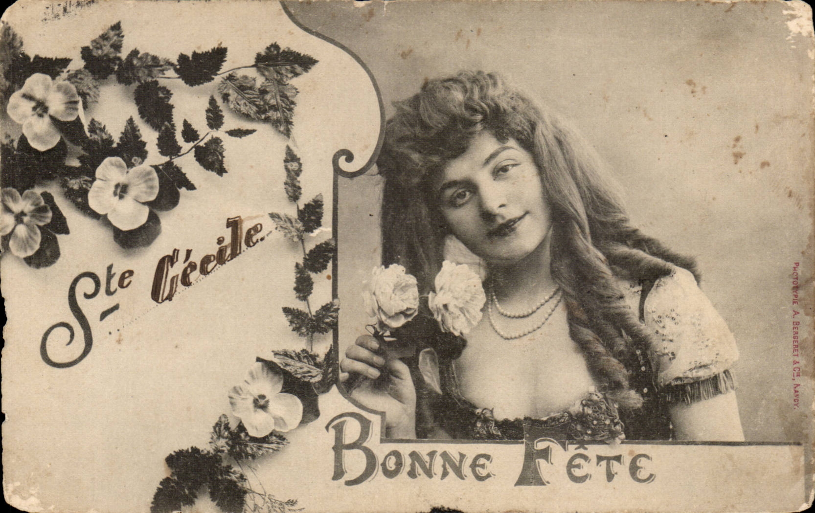 Fantaisie - Femme - Bonne Fete - Ste Cecile CPA 