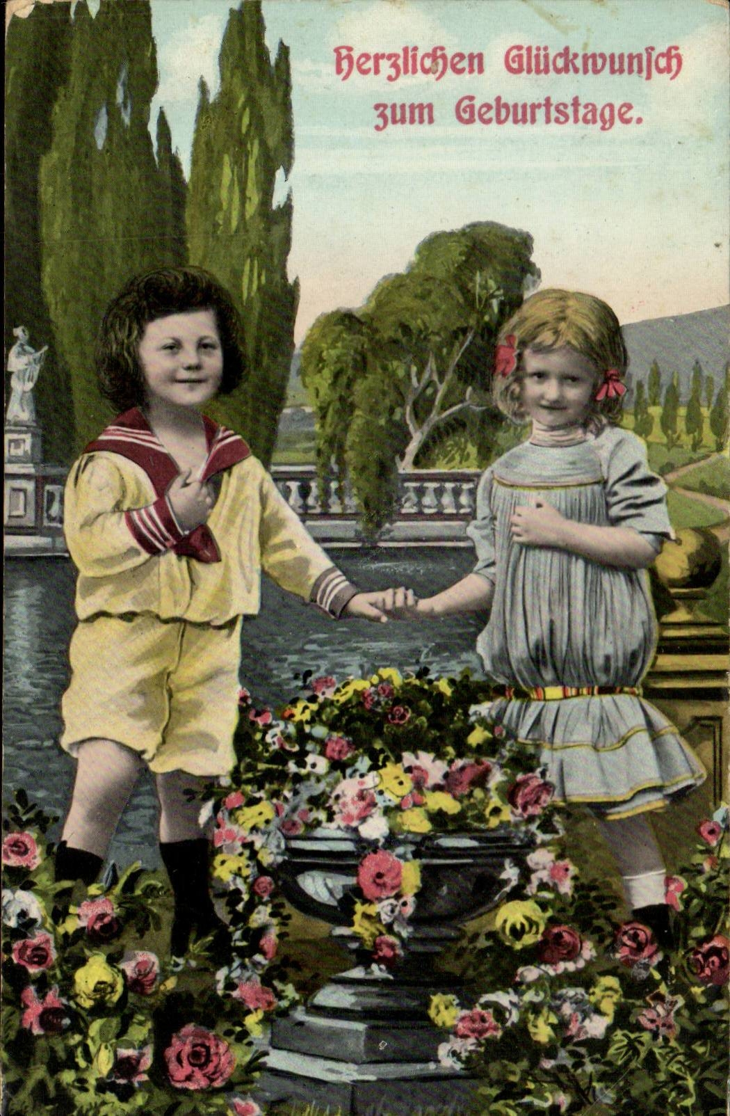Fantaisie - Enfants - Herlzlichen Glueckwunsch zum Geburtstag - Deutschland - Allemagne CPA 