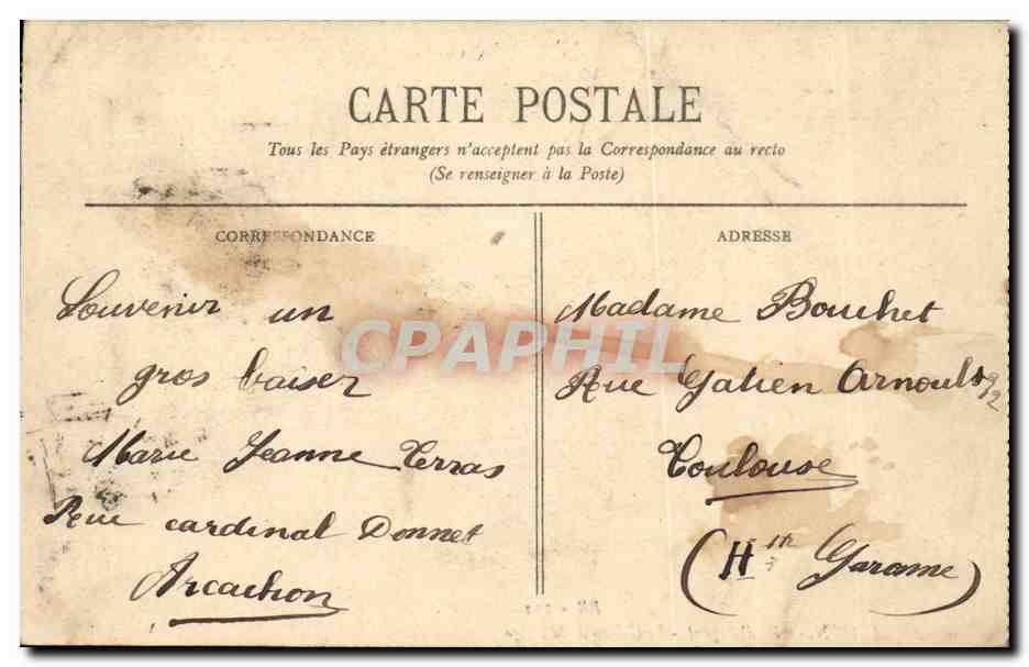 CPA Arcachon Cote d'argent le casino de la plage — Rückseite