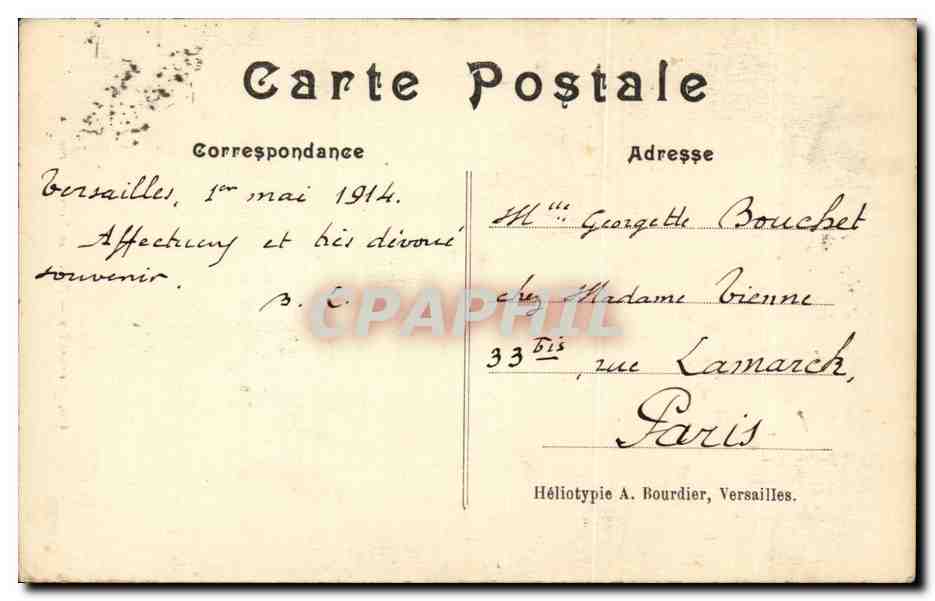 Versailles CPA Paroisse Notre DAme — Verso