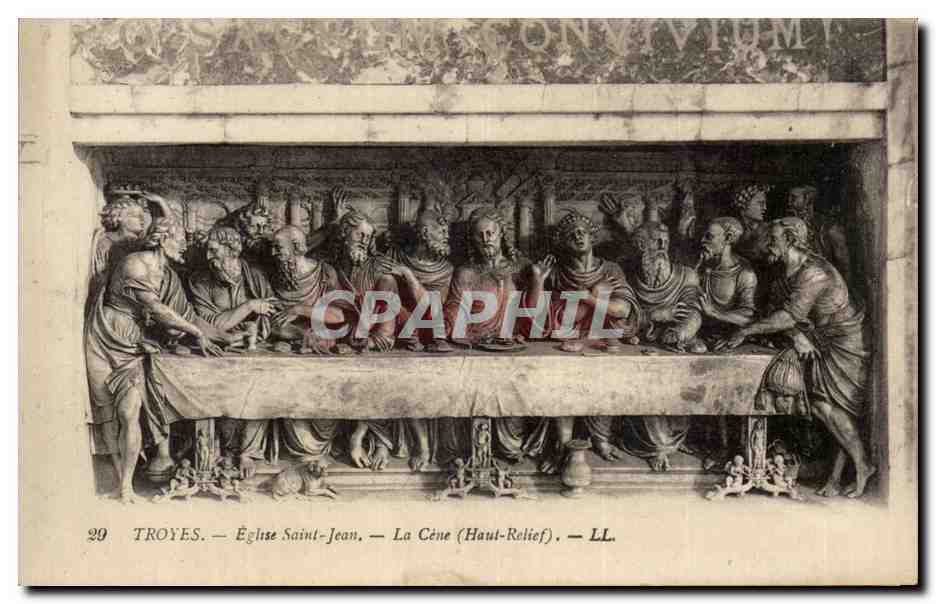 Troyes — Église Saint-Jean — La Cène (Haut-Relief) — LL.