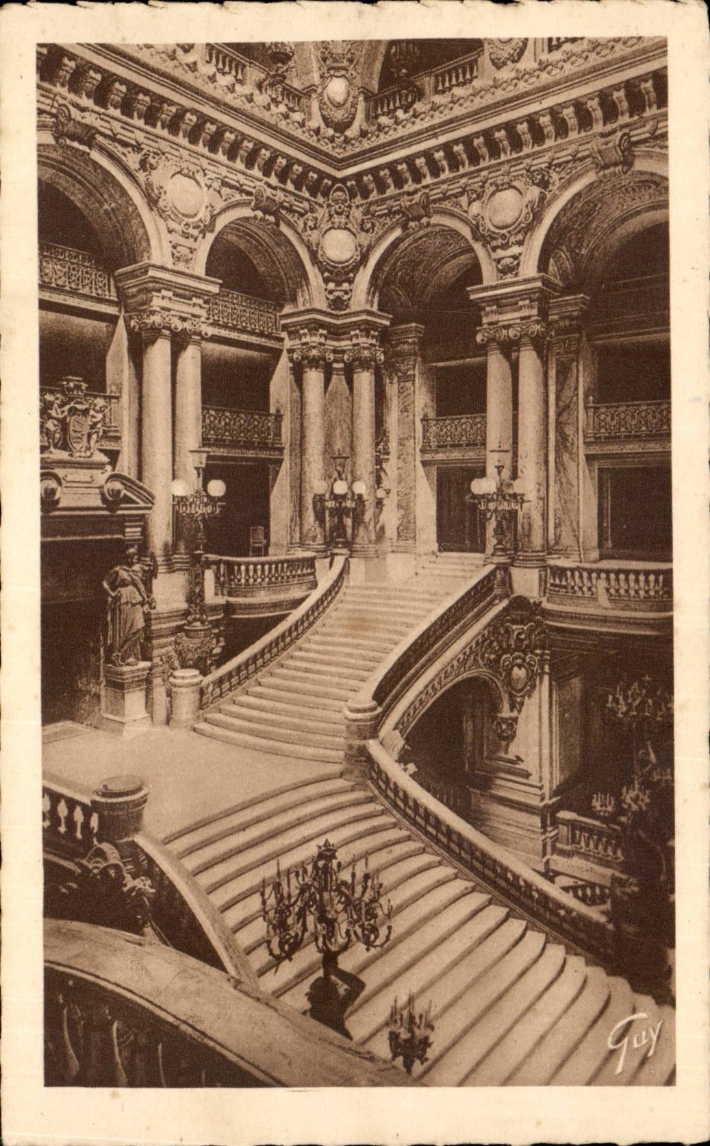 Paris CPA Opera Le grand escalier