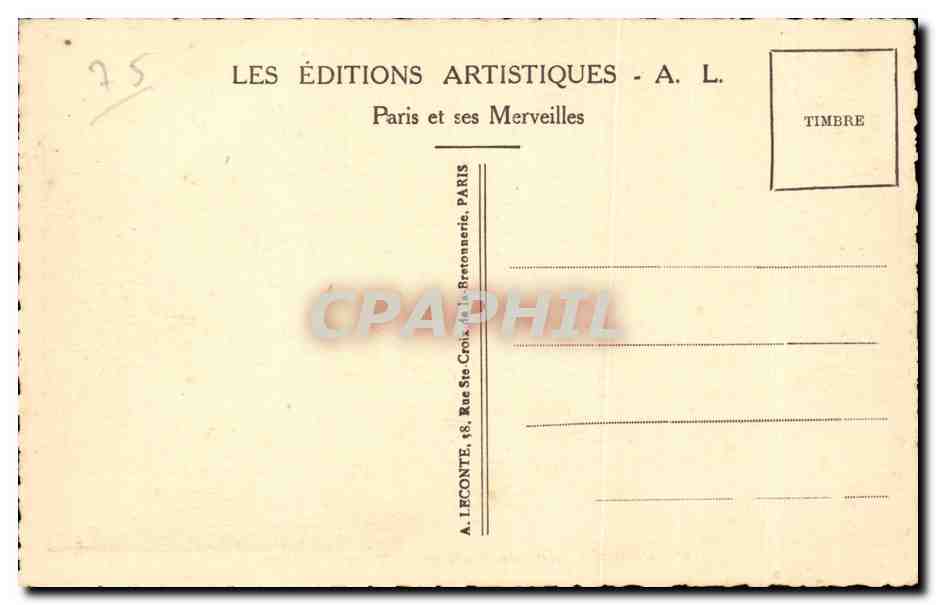 Paris CPA Jardin des Tuileries (Tour Eiffel) — Verso