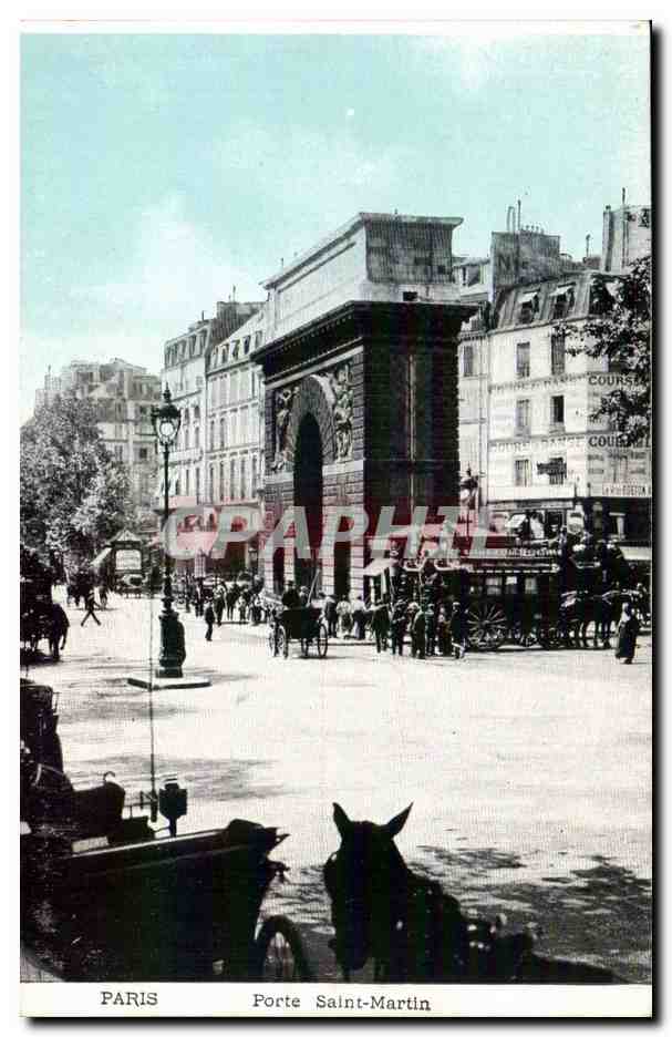 Paris - 10 - Porte Saint Martin - cheval - horse - CPA 