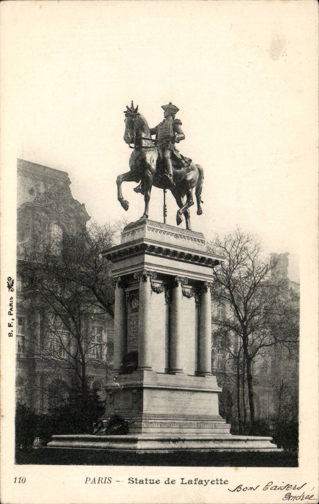 Paris - Statue de Lafayette - CPA 