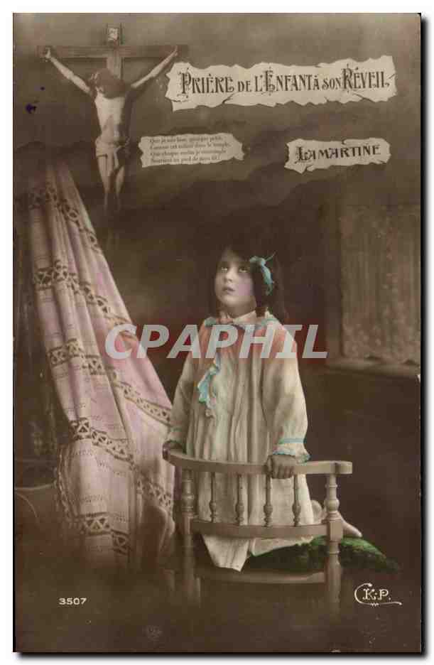 Fantaisie - Enfant - Priere de l'Enfance son Reveil - Lamartine - CPA 