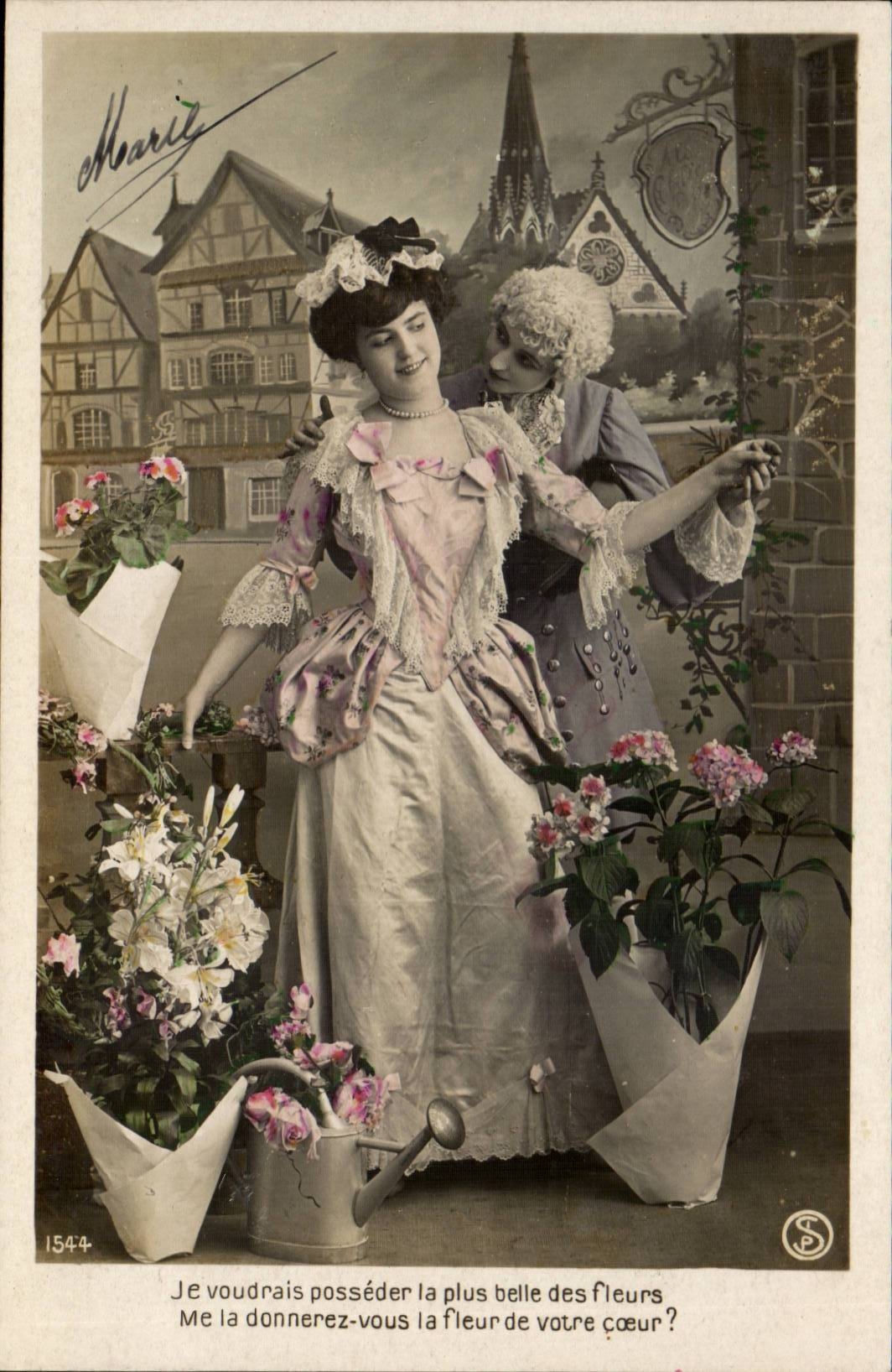 Fantaisie - Couple - noble clothing - CPA 