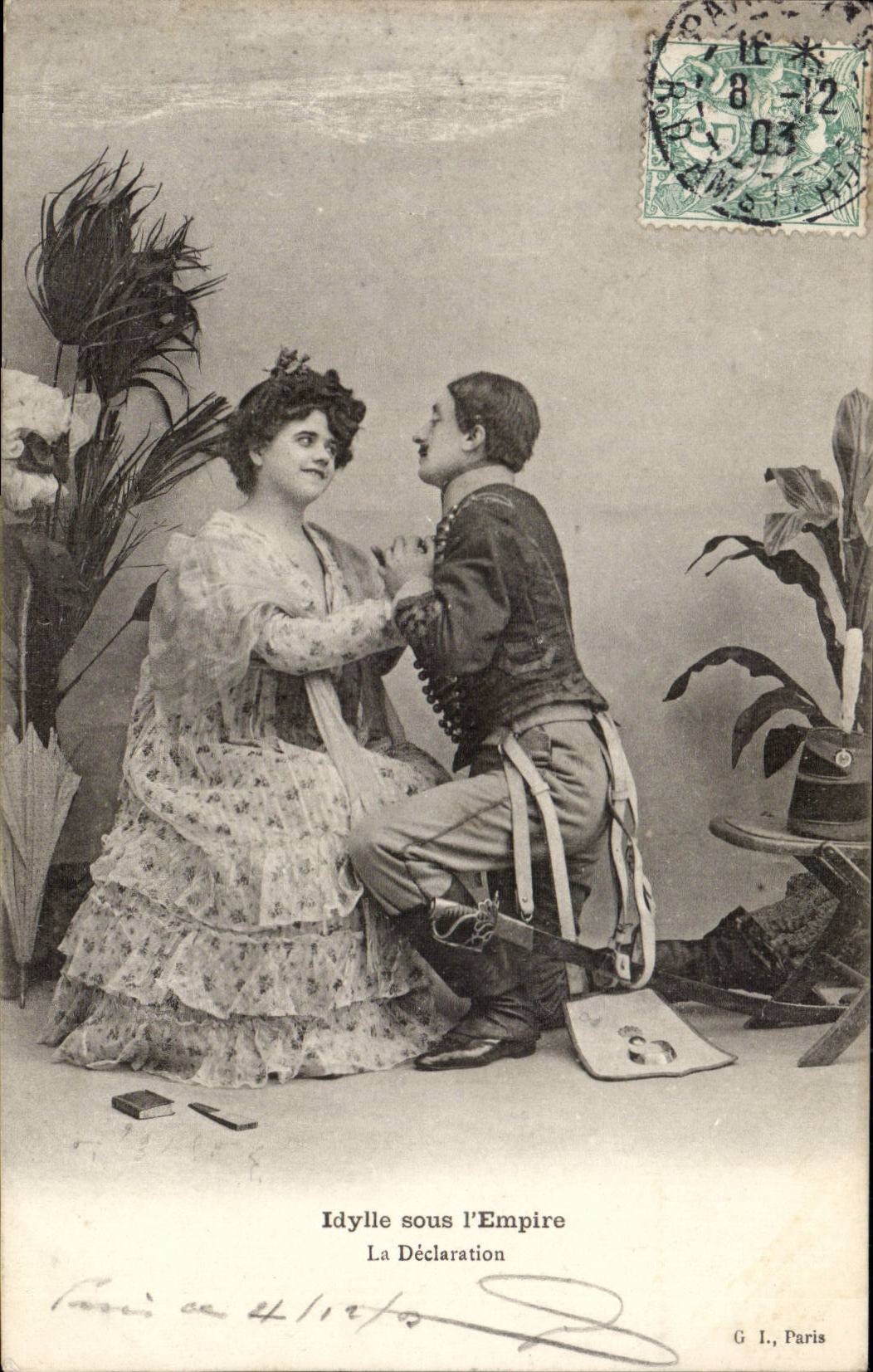 Fantaisie - Couple - militaria - uniforme - CPA 