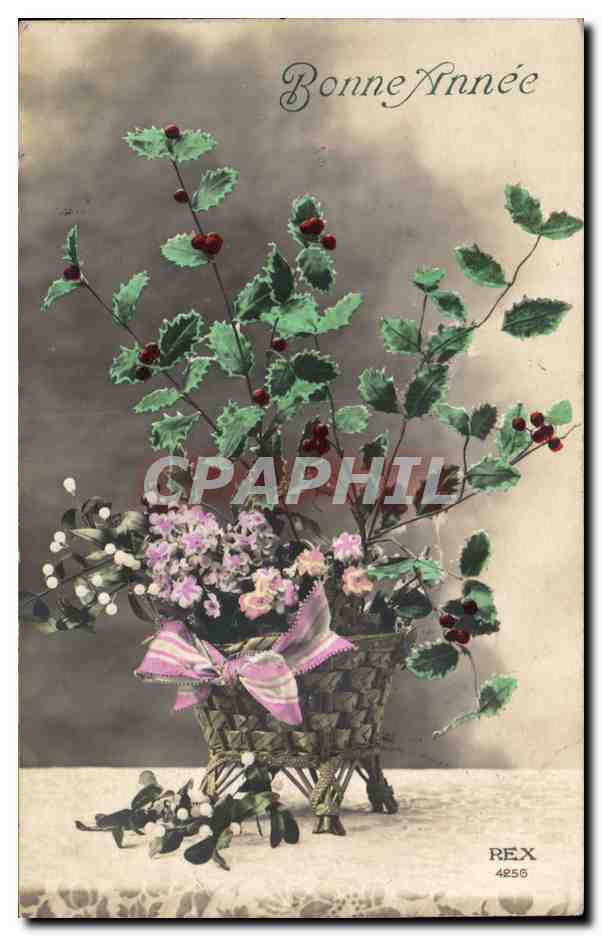 Fetes - Bonne Annee - Bouquet of holly - houx CPA 