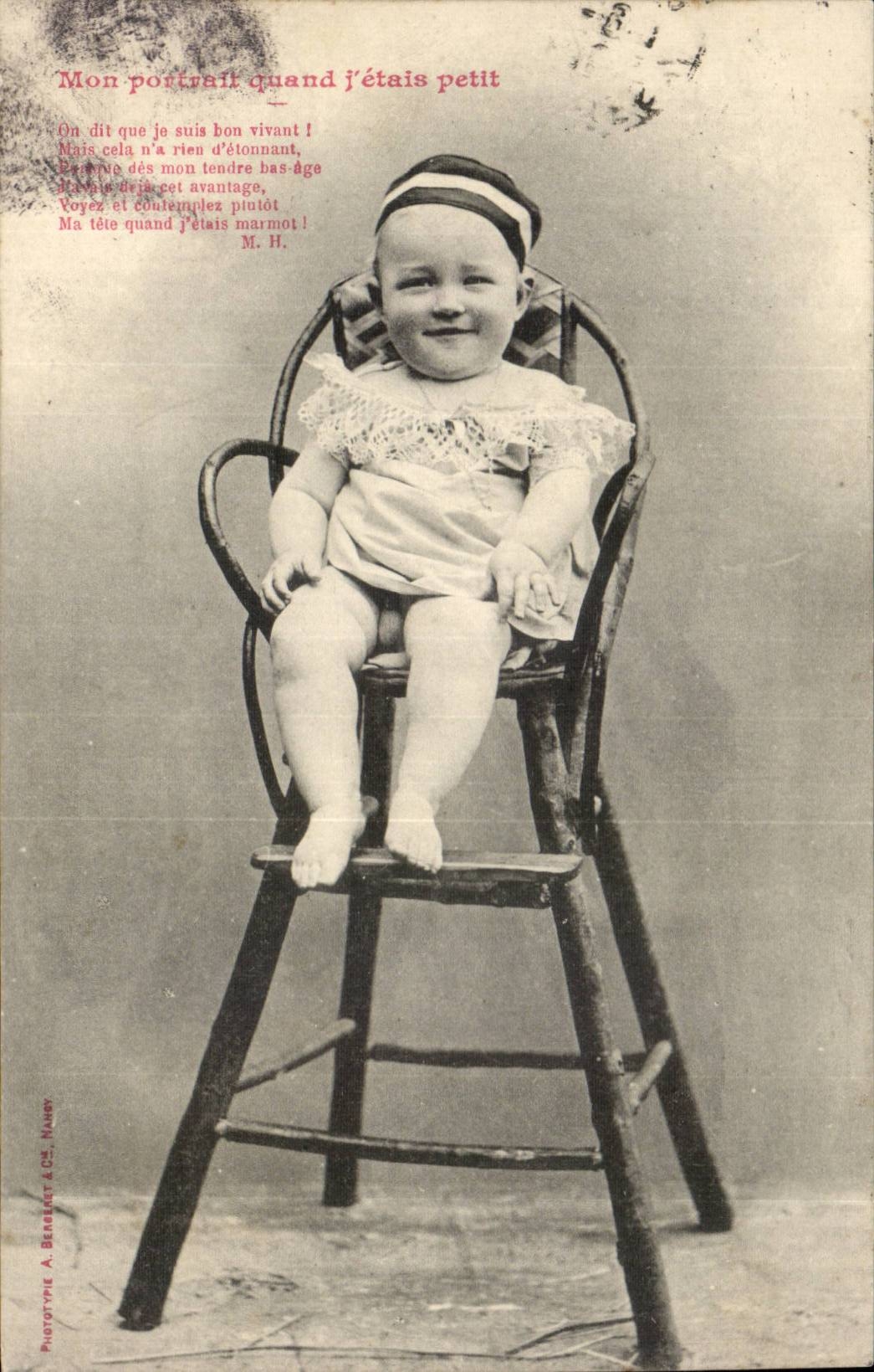 Fantaisie - Bebe - Cute baby in highchair - CPA 