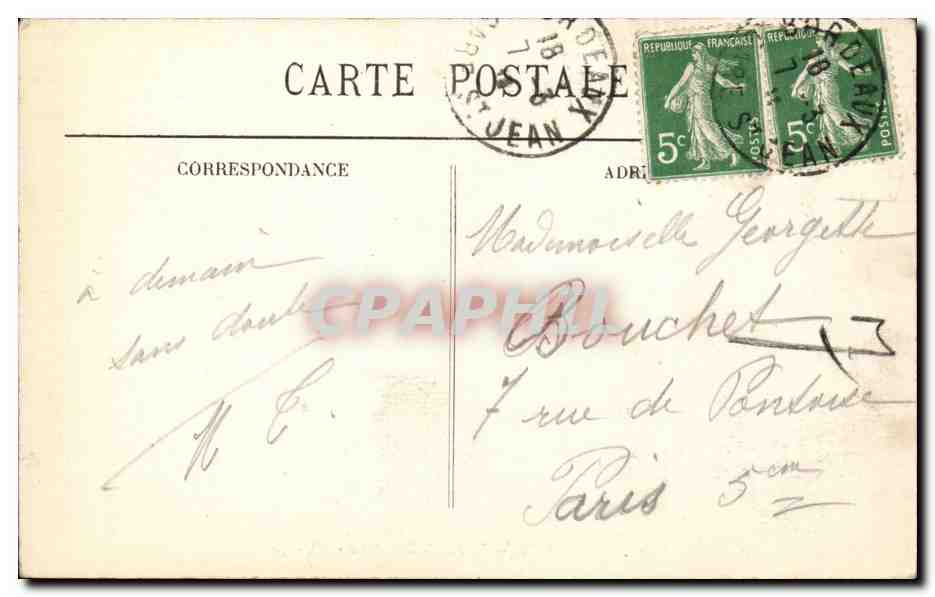 CPA Bordeaux le palais de justice — Verso
