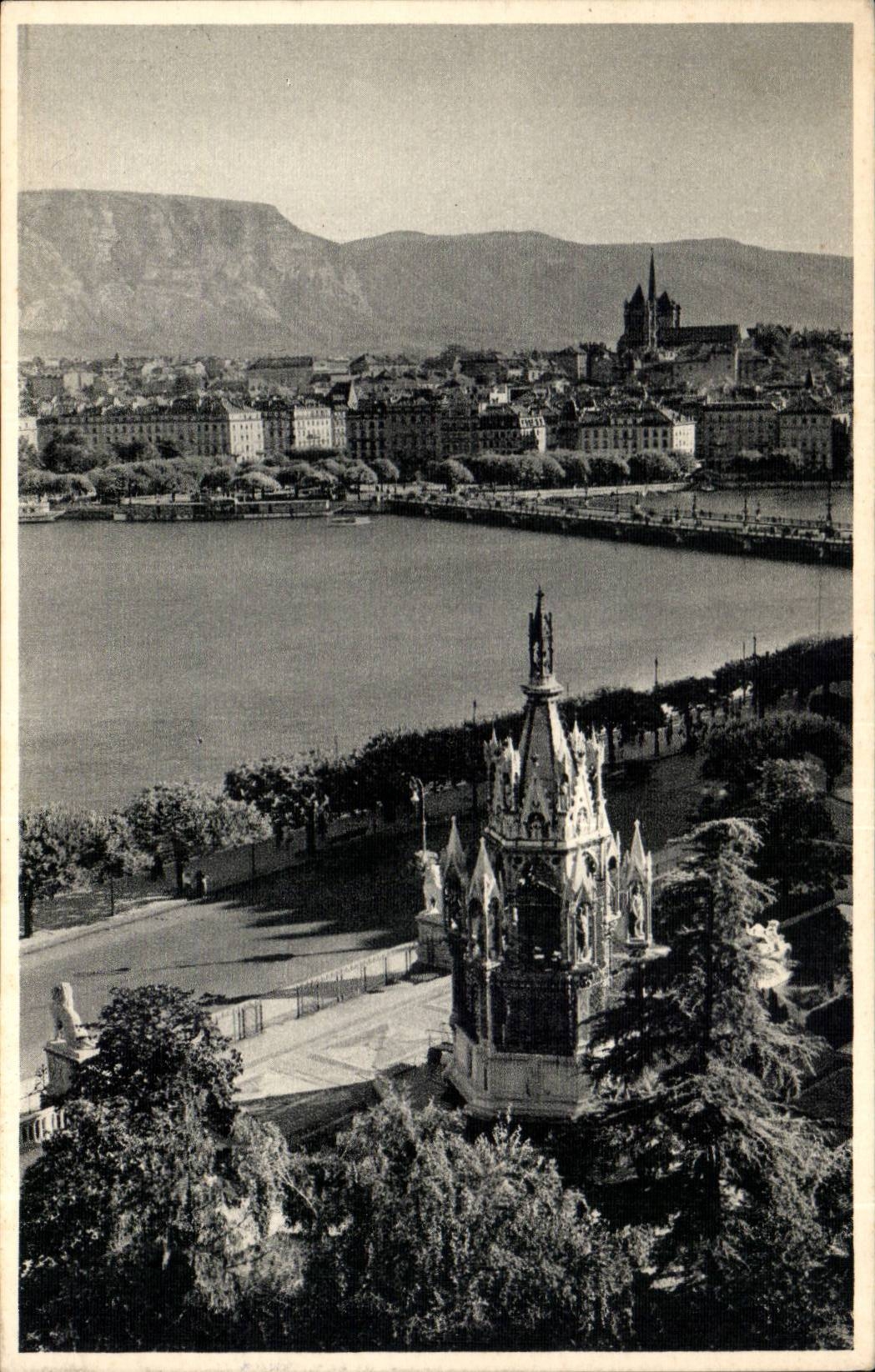 CPA Suisss Geneve Monument Brunswich et la ville