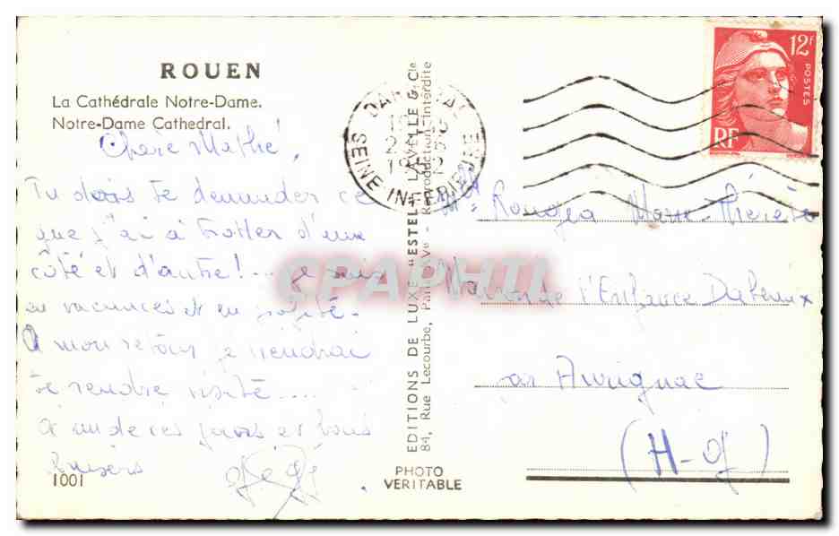CPA Rouen La cathedrale Notre Dame — Verso