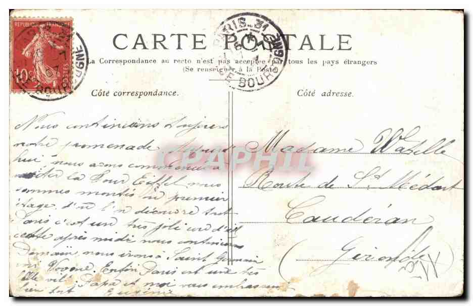 CPA Paris La statue de la Republique — Verso