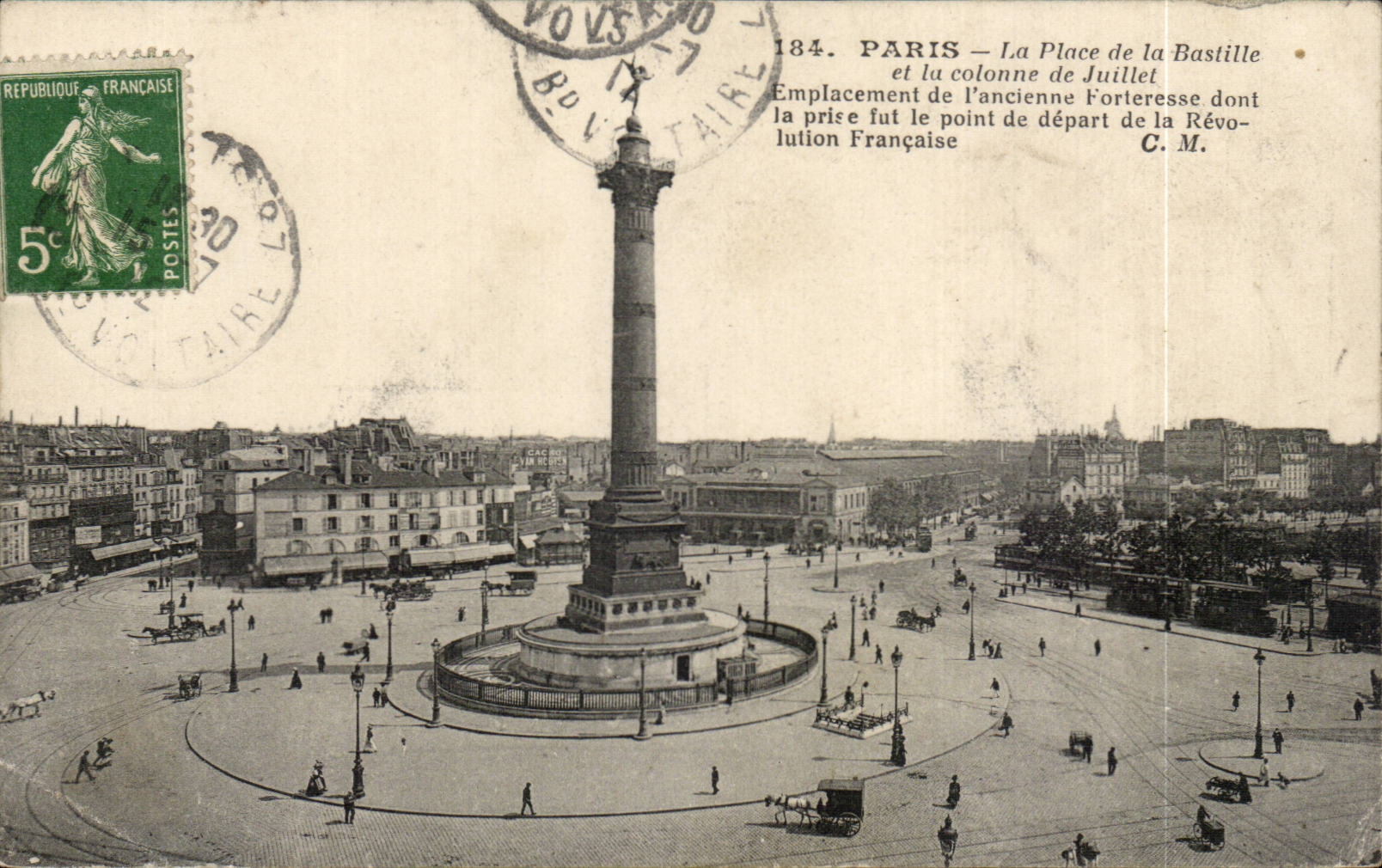 CPA Paris La place de la Bastille et la colonne de Juillet