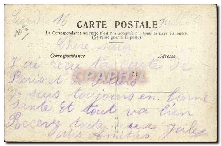 CPA Paris Gare de l'Est — Verso