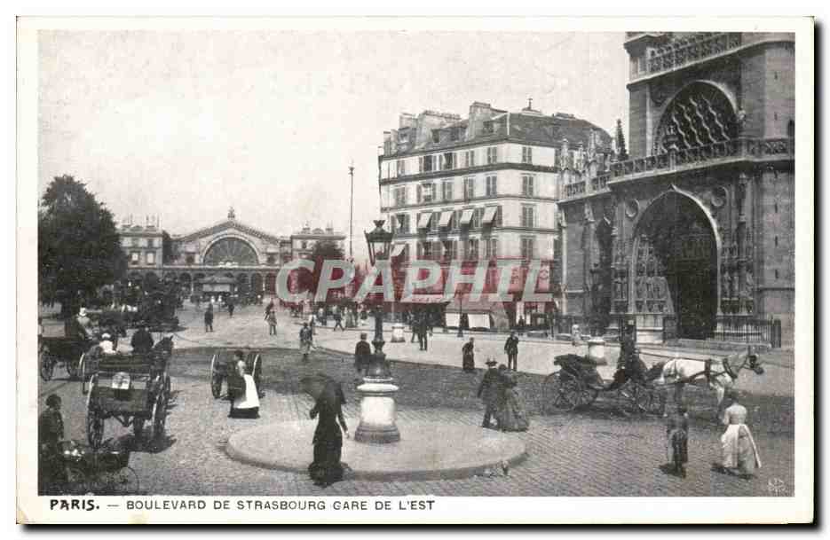 CPA Paris Gare de l'Est et boulevard de Strasbourg